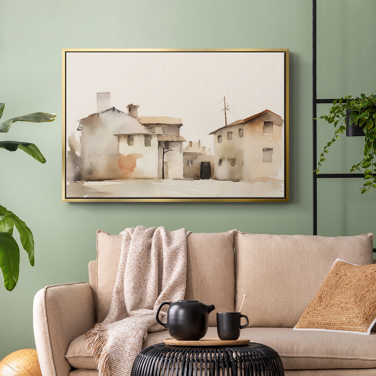 Vintage Landscape-XI By Wexford Home Framed in Gold Wood Gallery Wrapped Canvas 25 in. x 37 in.