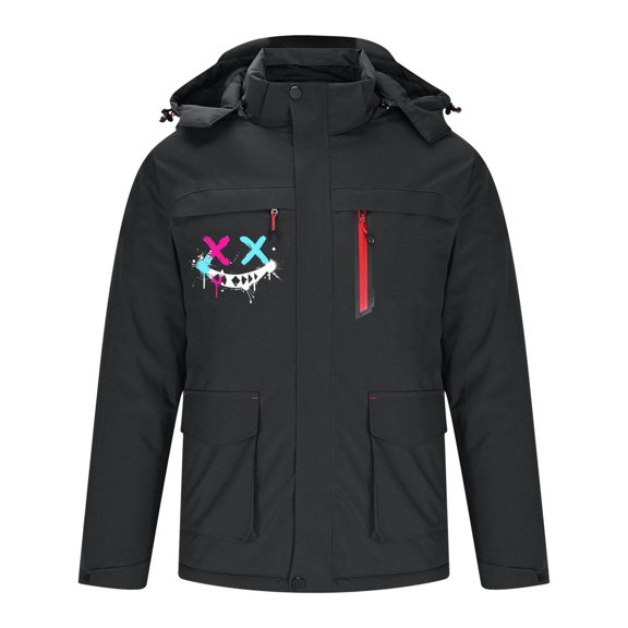 ZACPNCV Heated Jacket for Men Women With Multiple Pockets Hood Winter Heated Hoodie Windproof Coat Black