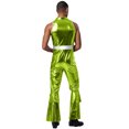 thumbnail image 2 of Choomomo Adult Men Astronaut Jumpsuit Male Jazz Hip Hop Outfits Bell Bottom Pants Sleeveless Singer Uniform Green L, 2 of 3
