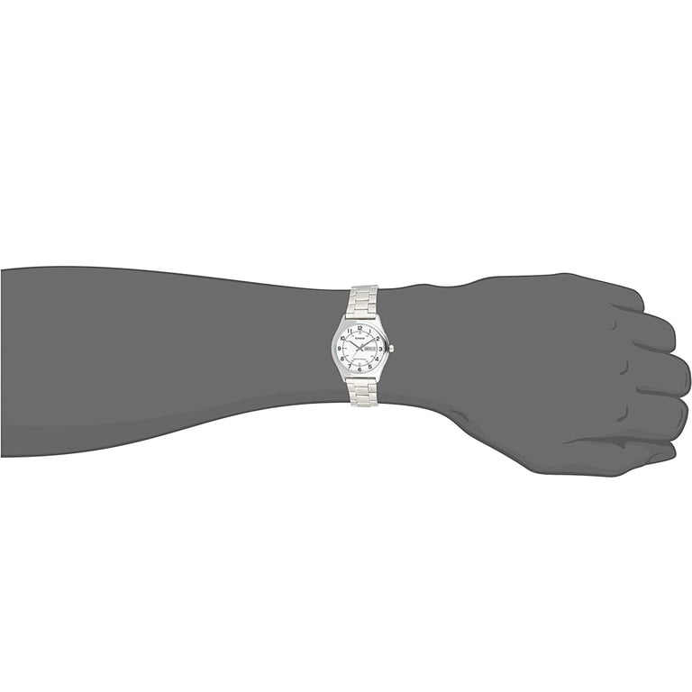 Casio Men's White Dial Day Date Analog Watch with Stainless Steel