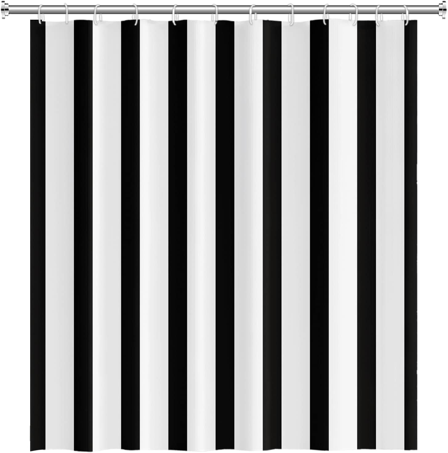 72x72inch Black White Shower Curtain Sets Decor Black and White Vertical Stripes Decor Modern Fashion Simple Bathroom Curtain for Home Bathtub Stall Decoration Hooks Included