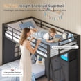 thumbnail image 5 of Aunfebrco Twin Over Twin Low Bunk Bed with 9 Storage Drawers and 1-tier Open Shelf,L-Shaped Bunk Bed with LED Light,Metal Twin Floor Bunk with 13.4''H Safety Guardrail and Inclined Ladder,Black, 5 of 9
