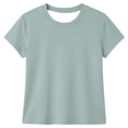thumbnail image 3 of Adeawade T Shirts For Womens Short Sleeve Top Solid Color Crew Neck Shirt Loose Fit Tee Leisure Clothing Green 4Xl, 3 of 3