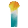 thumbnail image 4 of SMihono Robe Maxi Bohème d'Été pour Femmes Grande Taille Robe Maxi pour Femmes Plage Vacances Décontractée Ample Longue Robe Manches Courtes Robes d'Été avec Fente Robe Évasée de Plage, 4 of 5