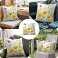 thumbnail image 6 of Spring Flower Throw Pillow Cover Yellow Floral Daisy Field Butterfly Pastoral Cotton Linen Cushion Cover Throw Pillow Case with Invisible Zipper for Couch Sofa Bed Chair Car 24x24 Inch, 6 of 9