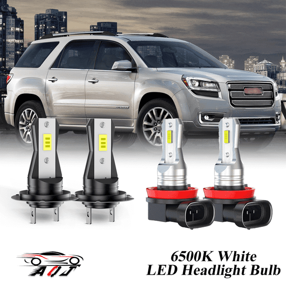 Compatible with GMC Acadia 2007-2011 2012 LED Headlight Bulbs KIT High Low Beam Combo (Pack of 4) , 6500K White 10,000LM Super Bright, Plug and Play