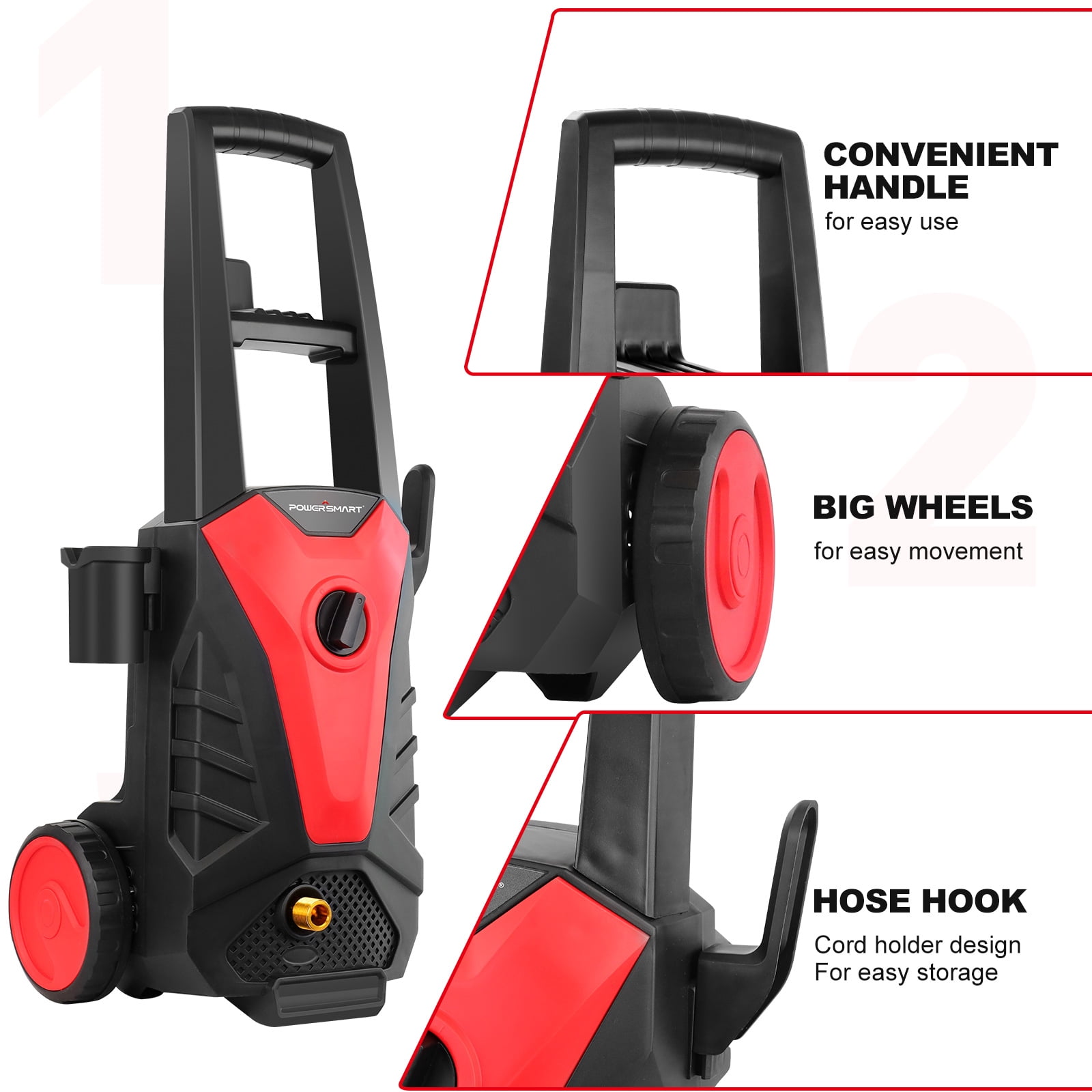 PowerSmart 1850 PSI at 1.85 GPM 120V  Adjustable Nozzle Foam Cannon Electric High Pressure Washer