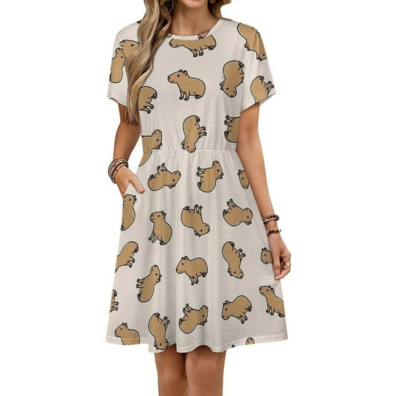 Capybara Sundress Short Sleeve Dress Summer Women Clothes Dress for Women Dresses