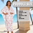 thumbnail image 7 of Xixirimido Pink Bows Floral Print Kaftan Dresses for Women Plus Size V Neck Caftans Long Batwing Sleeve Beach Cover Ups Summer Beach Dress, 7 of 7