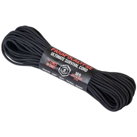 Attwood Rope 50FT Parapocalypse Paracord Black