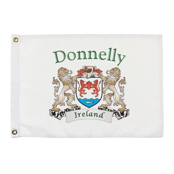 Donnelly Irish Coat of Arms Small White Flag - 16"x10.5" inches