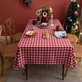 thumbnail image 2 of Red Green Plaid Table Cloth Cotton Christmas Party Rectangle Tablecloth Dining Table Cover for Picnic BBQ Home Decor Mantel Mesa (Christmas red plaid,140x250CM), 2 of 7