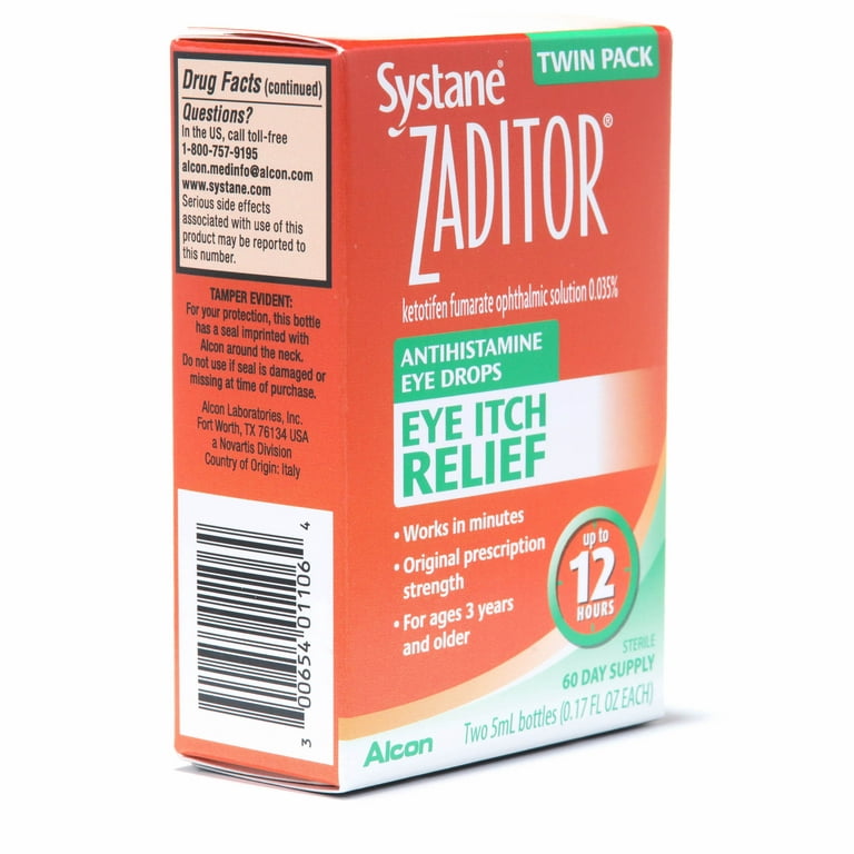 Zaditor Eye Drops, Antihistamine, Eye Itch Relief, Twin Pack, 2