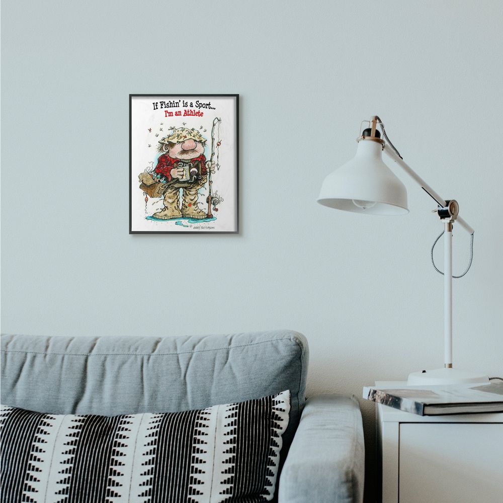 Stupell Industries Fishing I'm An Athlete Funny Sports Cartoon Design Framed Wall Art by Gary Patterson