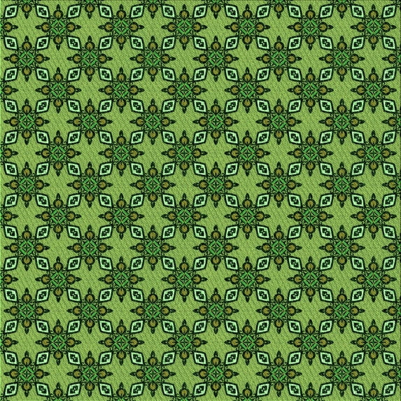 Ahgly Company Indoor Square Patterned Dark Forest Green Area Rugs, 5' Square