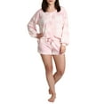 thumbnail image 3 of Blis Women's Flowy Henley Button-Up Long Sleeve Tee and Lettuce Edge Short Set Pink and Purple Tie Dye, 3 of 7