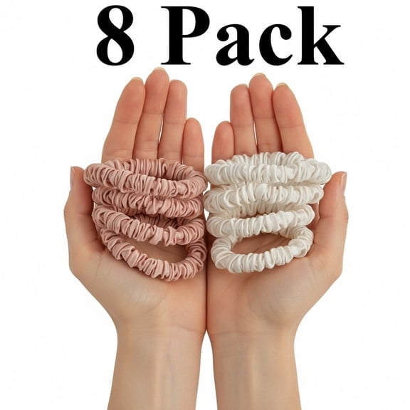 8 Pcs Bulk Pack Satin Sleepy Scrunchies - Silky Hair Ties for Thick, Thin or Curly Hair - Silk Hair Scrunchies for Women
