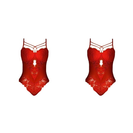 2 Pack Embroidery Ladies Strap Crochet Cutout Teddy Lingerie Bandage Underwear Maternity Lingerie Womens Lingerie Set Silk Lingerie for Women Petite Lingerie Push up Bra Lingerie Set 4