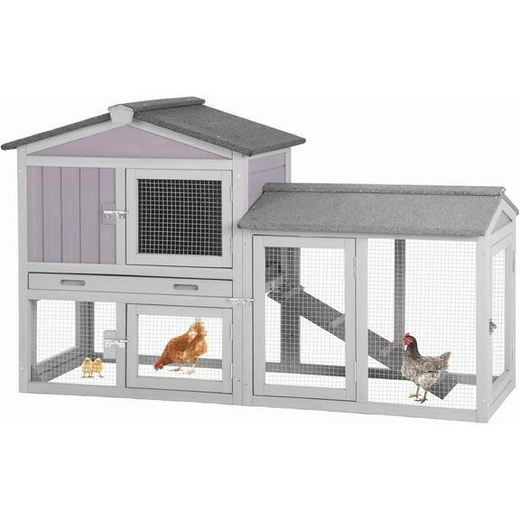 Chicken Coop Hen House with Run Outdoor Rabbit Cage Indoor Bunny Hutch with Waterproof Roof Poultry Cage