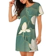 thumbnail image 2 of Easygdp Lotus Golden Line Camisón de manga corta para mujer, informal, estampado, 2 of 6