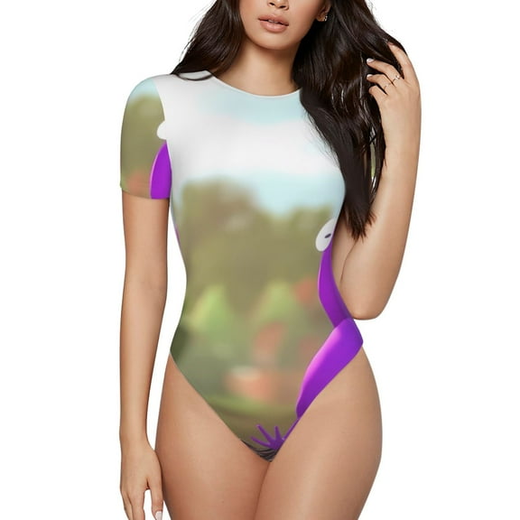 Lsque Pikmin Women's Crew Neck Short Sleeve Bodysuit Basic T Shirts Tops Onesie Adult Cute Pajama-Medium