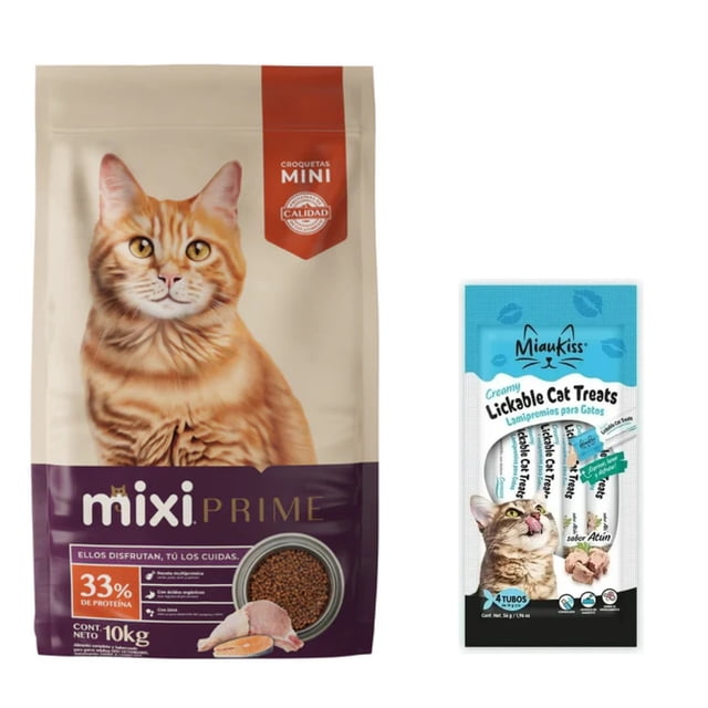 Mixi Prime 10 Kg + MIAUKISS LICKABLE ATUN 4 PACK 56GR