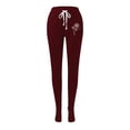 thumbnail image 3 of Gibobby Pantalones deportivos casuales para mujer, cómodos pantalones de pijama con pierna recta, pantalones de yoga con cordón, transpirables, pantalones de pijama con bloques（Vino， S), 3 of 5