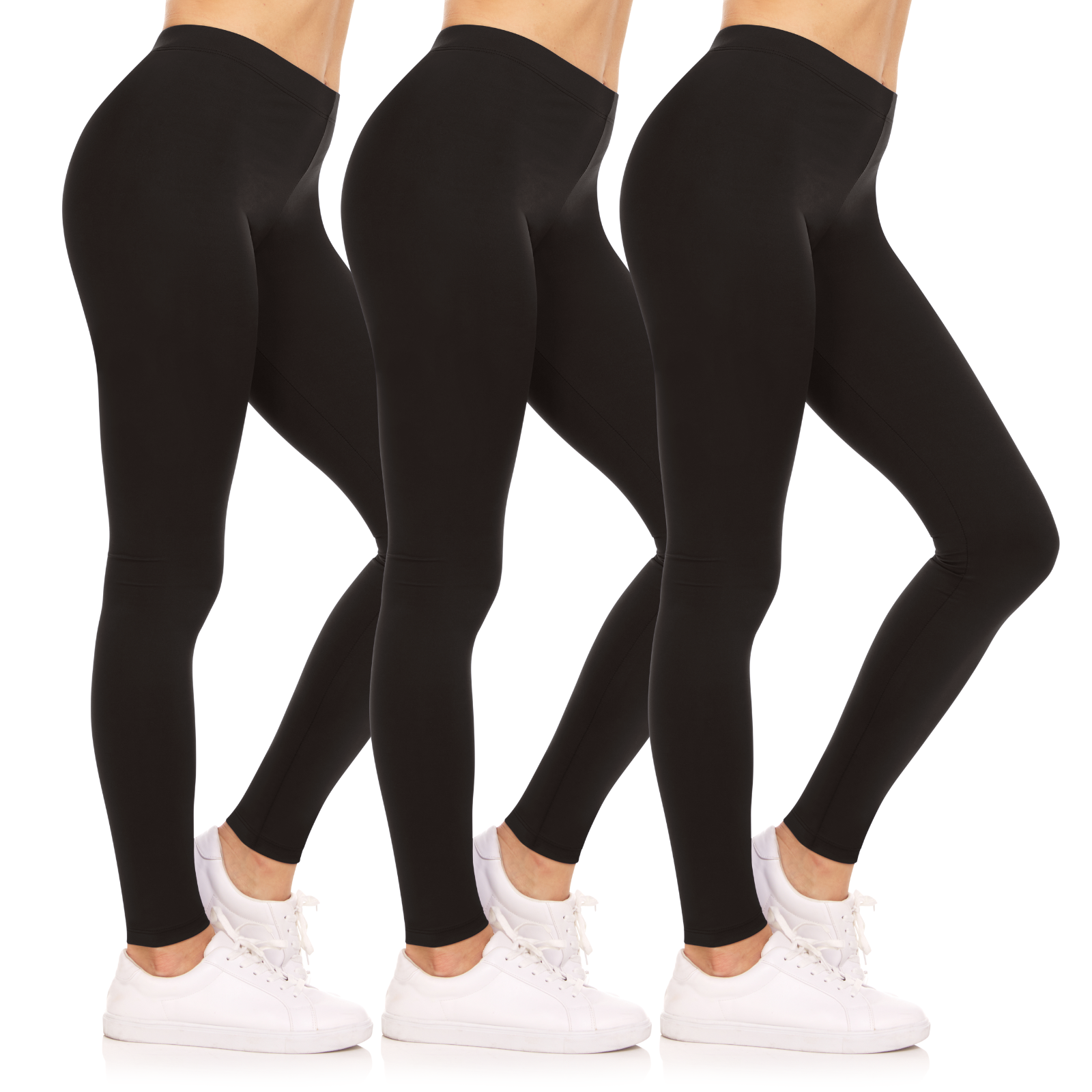 Sweet Hearts 3-Pack Leggings for Women- Elastic Waist Tummy Control Buttery Soft Women's Leggings Made in USA