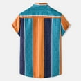 thumbnail image 4 of Vedolay Men's Summer Colorblock Striped Short Sleeve Shirt and Shorts Set,Orange XXL, 4 of 5