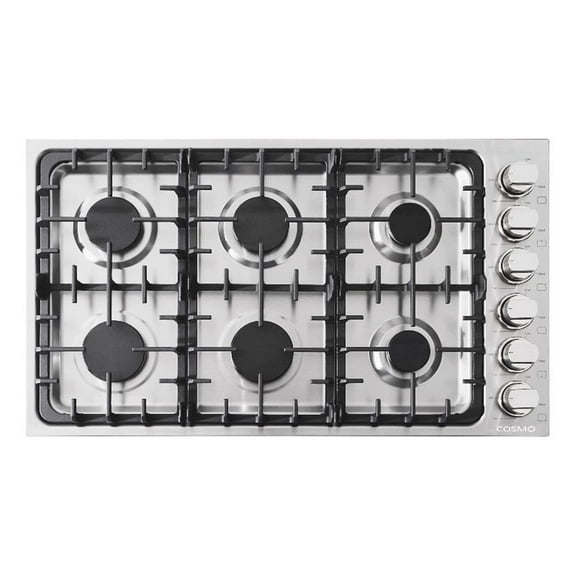 Pemberly Row 36 in. Drop-In Stainless Steel Gas Cooktop in Silver