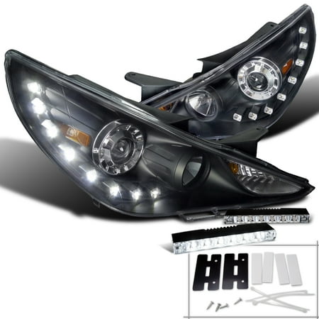 05 Hyundai Sonata Headlight - Spec-D Tuning 2011-2014 Hyundai Sonata Black Smd Led Projector Headlights + 6-Led Bumper (Left + Right) 2011 2012 2013 2014