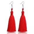 thumbnail image 5 of HOOUN 10pairs Tassel Earrings Bohemian Dangle Earrings Handmade Silk Long Hanging-Red 1, 5 of 7