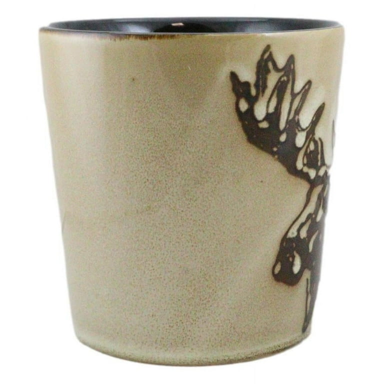 ELK DEER MUG, Woodland Elk Ceramic Stoneware Mug Coffee Cup Mug Teacup,  Embossed Elk Design Taper Mug, Stoneware Pottery Elk Cup, Elk Lover 