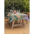 thumbnail image 4 of 54x80 Inch Outdoor Tablecloth with Umbrella Hole Zipper Rectangle Spring Floral Rectangular Tablecloths Outside Waterproof Forest Leaves Trees Blossom Oil Painting Patio Table Cover for Picnic Party, 4 of 8