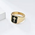 thumbnail image 3 of PAURO Men's Stainless Steel Vintage Enamel Square Cross Rings Biker Rock Cocktail Party Ring Gold Size 13, 3 of 5