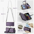 thumbnail image 3 of Compatible with iPhone XS Max Rugged PU Leather Wallet Case, Card Slots Zipper Pocket Lanyard Crossbody Strap Kickstand RFID Blocking Full Body Protection Cover for iPhone XS Max, Purple, 3 of 10