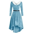 thumbnail image 5 of Christmas Dresses for Women V-Neck Long Sleeve A Line Midi Dress Fax Fur Collar Long Skirt with Belt Cocktail Party Holiday Wear Fall Winter Outfits Casual Trendy Clothes, 5 of 6