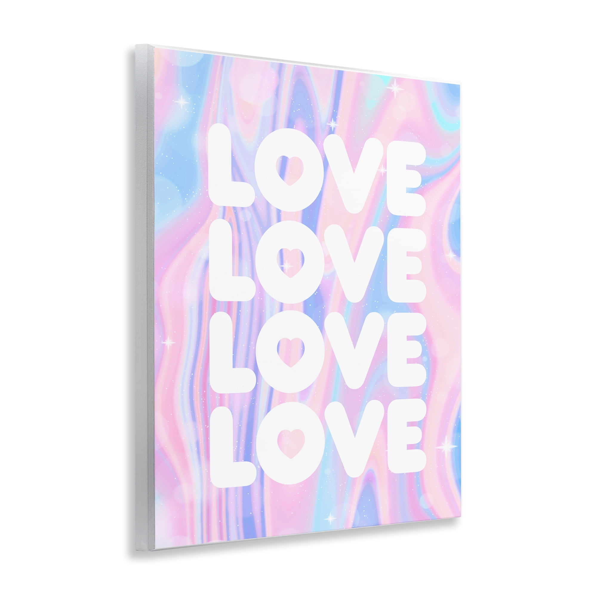 Stupell Industries Love with Wavy Pastels Text & Numbers Painting Unframed Art Print Wall Art, 11 x 14