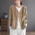 thumbnail image 4 of Chaquetas de pana para mujer, ropa de moda coreana, cárdigans holgados de gran tamaño, de color liso, abrigos de manga larga con un solo pecho, blusas para mujer, 4 of 4