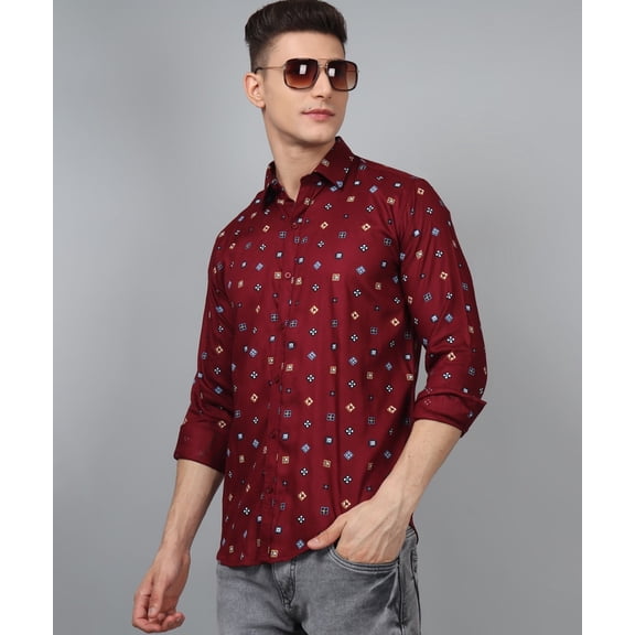 Fancy Trybuy Premium Printed Cotton Dress Shirt for Men