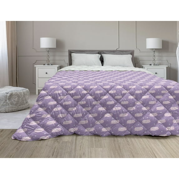 Nature Down Alternative Comforter, Botanical Theme Autumn Leaves Pattern Pastel Color Leafs Repetition, Microfiber Quilt for All Season, 5 Sizes, Pale Khaki and Multicolor, by Ambesonne