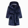 thumbnail image 2 of Boys Girls Kids Flannel Bathrobe,Soft Hooded Sleep Robe with Waist Tie,Cozy Cartoon Pattern,for Boys Girls 4-12T,All-Season Loungewear Toddler Pajamas,Navy,Size 4-5T, 2 of 9