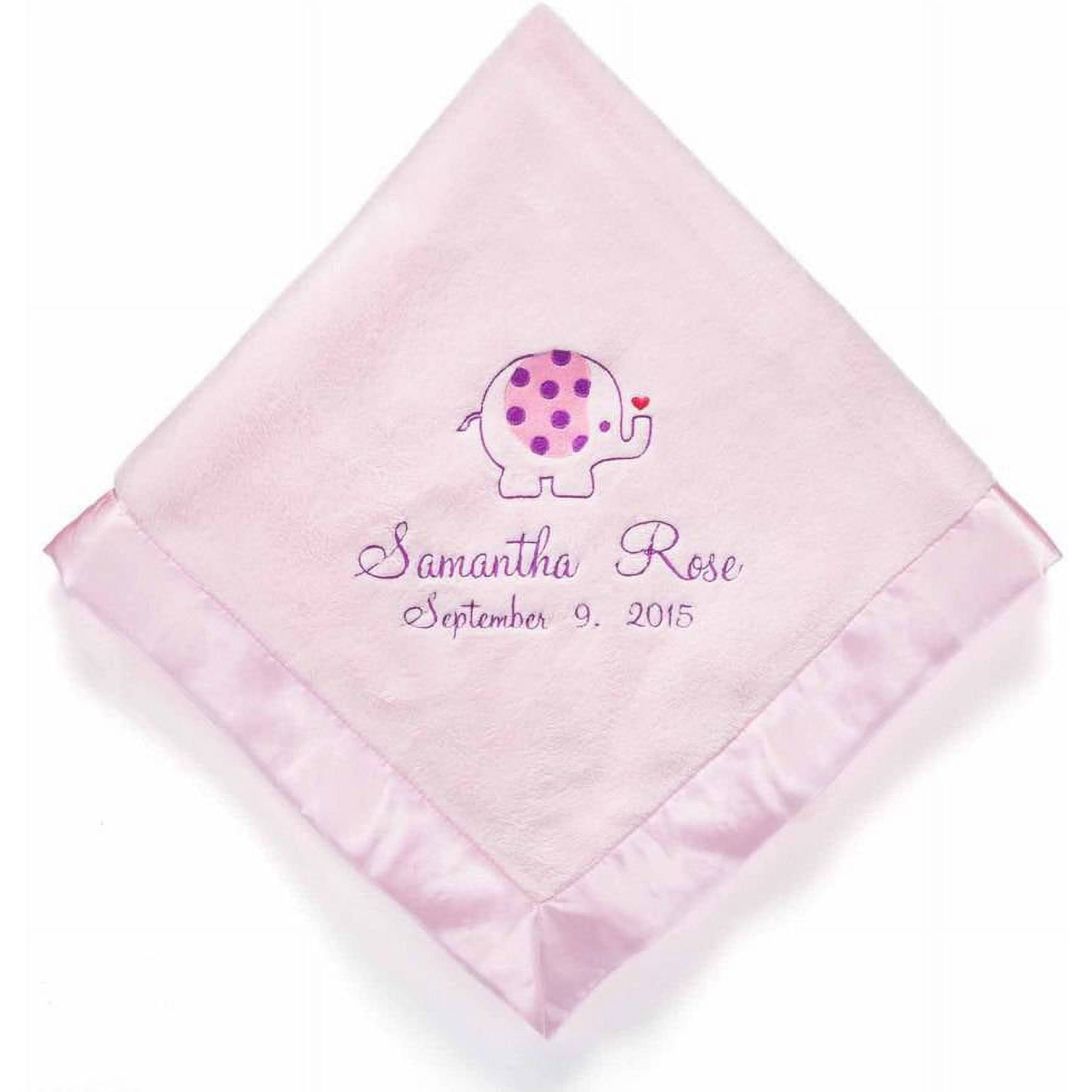 Personalized Sweet Elephant Pink Baby Blanket