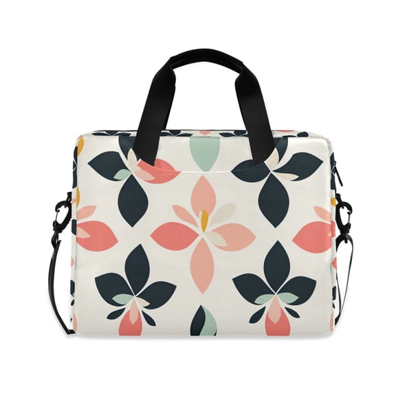 FORMRS 16" Laptop Bag Carrying Sleeve Case with Handle Travel Shoulder Briefcase, Black Retro Flower