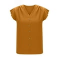 thumbnail image 6 of cocolona Womens Summer Button V Neck Tops Fashion Loose Solid Color Cap Sleeve T-shirts Lightweight Casual Blouses, 6 of 8