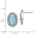 thumbnail image 3 of White Sterling Silver Earring Button Women'S Opal, Lab Created Oval Phenomena Cubic Zirconia CZ Round 16 mm 11.98, 3 of 3