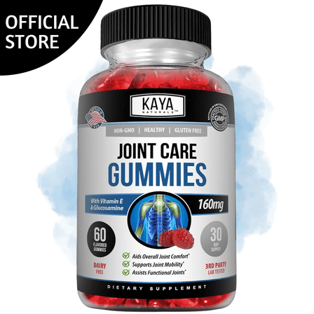 Kaya Naturals Joint Care Gummies for Back, Knees & Hands | Extra Strength Natural Joint & Flexibility Support - Glucosamine Gummies Best Immune Support for Women & Men - 60 Count