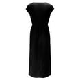 thumbnail image 4 of Innerwin Dresses Crew Neck Ladies Dress Beach Solid Color Loose Sundress Black M, 4 of 7