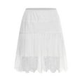 thumbnail image 4 of Kaerm Womens Vintage Skirt Eyelash Lace Embroidery Pleated Hem Extender Half Ruffled Underskirt White L, 4 of 7
