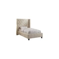 thumbnail image 4 of Linen Upholstered Wingback Bed with Nailhead Trim & Solid Wood Legs, 4 of 6
